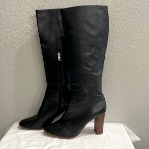 Pour la Victoire, Black,Full Leather,Heeled Boots, stacked,